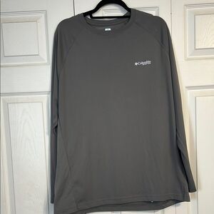 Columbia Large Gray Long Sleeve Fishing Omni Freeze Wicking T-Shirt Cooling
